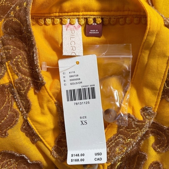 Pilcro Velvet Blouse Top Floral Embroidered Applique Casual Boho Peasant XS NWT - Picture 12 of 15